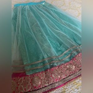 Elegant Blue and Pink Lehenga